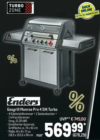 METRO Enders gasgrill monroe pro 4 sik turbo Angebot