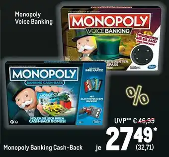 METRO Monopoly voice banking oder banking cash-back Angebot