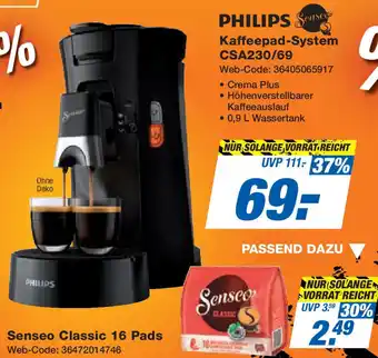 Expert PHILIPS Sensee Kaffeepad-System CSA230/69 Angebot