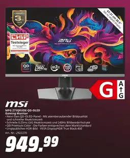 MediaMarkt Msi mpg 271qrxde qd-oled gaming monitor Angebot