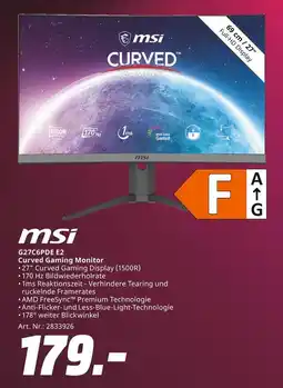 MediaMarkt Msi g27c6pde e2 curved gaming monitor Angebot