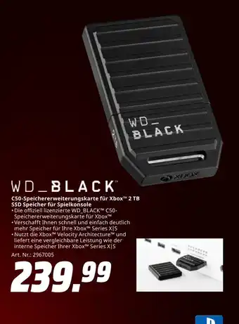 MediaMarkt Wd_black c50-speichererweiterungskarte für xbox 2 tb ssd speicher für spielkonsole Angebot