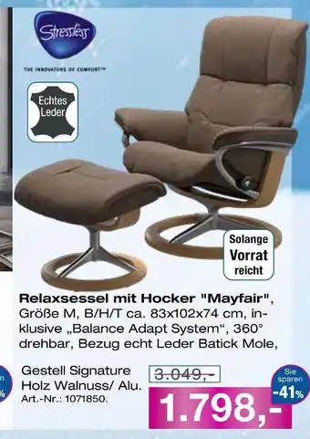 Möbel Inhofer Stressless relaxsessel mit hocker mayfair Angebot