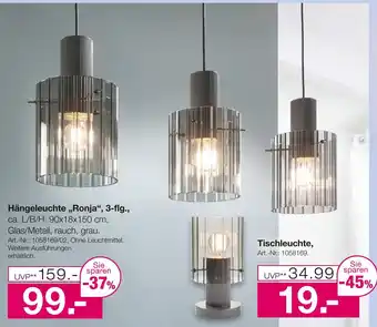 Möbel Inhofer Hängeleuchte ronja, 3-flg. oder tischleuchte Angebot