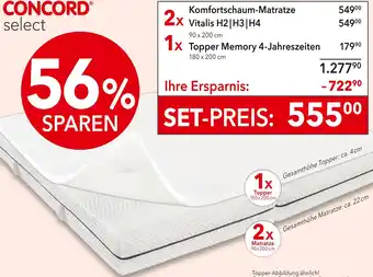 Matratzen Concord Concord komfortschaum-matratze oder topper memory 4-jahreszeiten Angebot