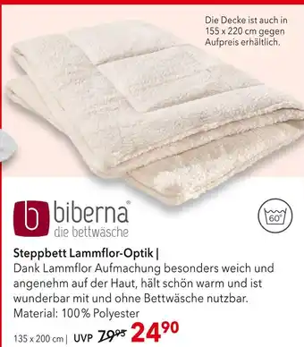 Matratzen Concord Biberna steppbett lammflor-optik Angebot