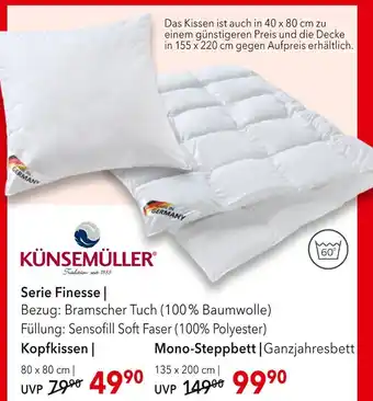 Matratzen Concord Künsemüller kopfkissen oder mono-steppbett Angebot