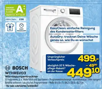 Euronics Bosch wth85v03 wärmepumpentrockner Angebot