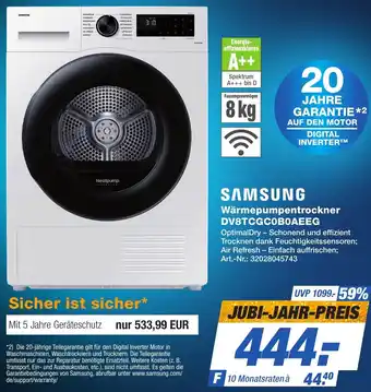 Expert Technomarkt SAMSUNG Wärmepumpentrockner DV8TCGCOBOAEEG Angebot