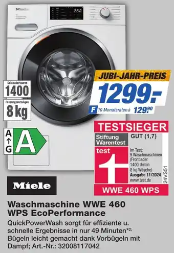 Expert Technomarkt Miele Waschmaschine WWE 460 WPS EcoPerformance Angebot