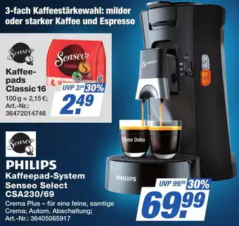 Expert Technomarkt PHILIPS Kaffeepad-System Senseo Select CSA230/69 Angebot