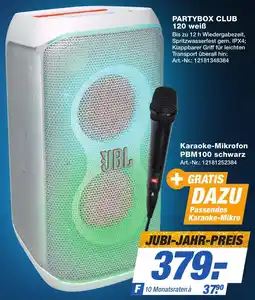 Expert Technomarkt JBL PARTYBOX CLUB 120 weiß oder Karaoke-Mikrofon PBM100 schwarz Angebot