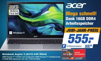 Expert Technomarkt acer Notebook Aspire 3 (A315-44P-R844) Angebot