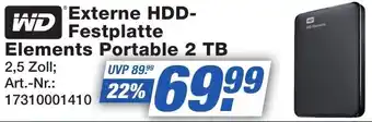 Expert Technomarkt WD Externe HDD Festplatte Elements Portable 2 TB Angebot