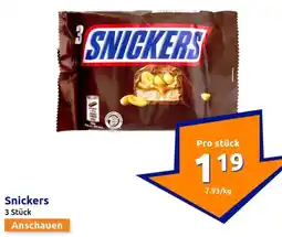 Action Snickers 3 Stück Angebot