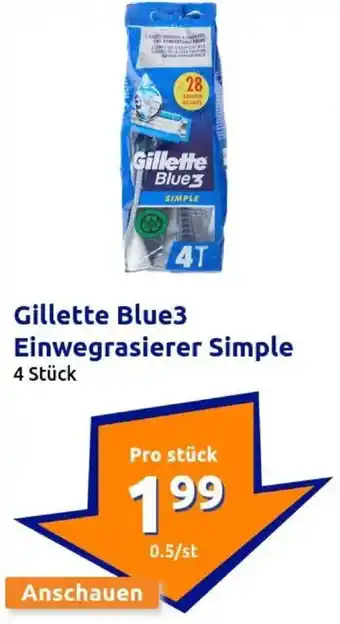 Action Gillette Blue3 Einwegrasierer Simple Angebot