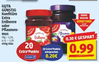 NP Discount GUT& GÜNSTIG Konfitüre Extra Erdbeere oder Pflaumenmus Angebot