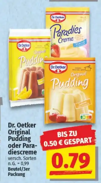 NP Discount Dr. Oetker Original Pudding oder Paradiescreme Angebot