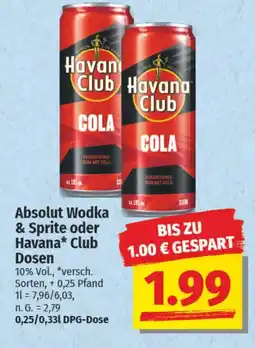 NP Discount Absolut Wodka & Sprite oder Havana Club Dosen Angebot