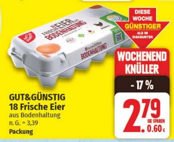 GUT&GÜNSTIG 18 Frische Eier Angebot bei NP Discount