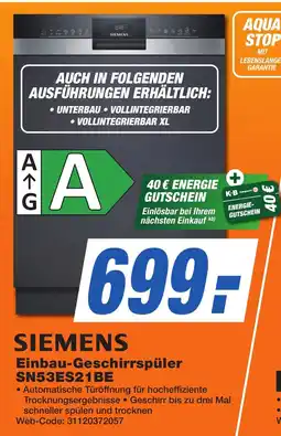 K+B Expert SIEMENS Einbau-Geschirrspüler SN53ES21BE Angebot