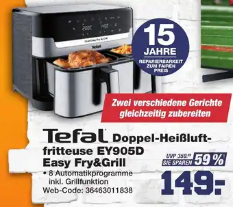 K+B Expert Tefal Doppel-Heißluftfritteuse EY905D Easy Fry&Grill Angebot