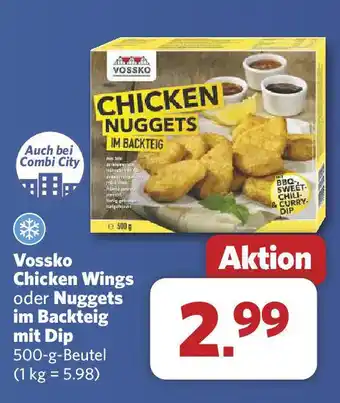 Combi Vossko Chicken Wings oder Nuggets im Backteig mit Dip Angebot