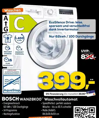 Euronics XXL Bosch WAN28K00 Waschvollautomat Angebot