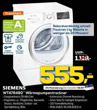 Euronics Siemens WT47R490 Wärmepumpentrockner Angebot