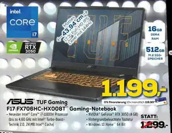 Euronics Asus TUF Gaming F17 FX706HC-HX008T Gaming Notebook Angebot