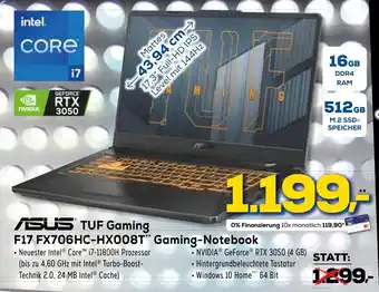 Euronics XXL Asus TUF Gaming F17 FX706HC-HX008T Gaming Notebook Angebot