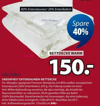 Jysk Otto keller greenfirst entendaunen-bettdecke Angebot