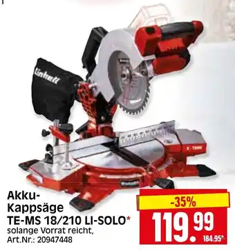 Herkules Baumarkt Einhell Akku Kappsäge TE-MS 18/210 Li Solo Angebot