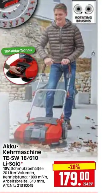 Herkules Baumarkt Akku Kehrmaschine TE-SW 18/610 Li Solo Angebot