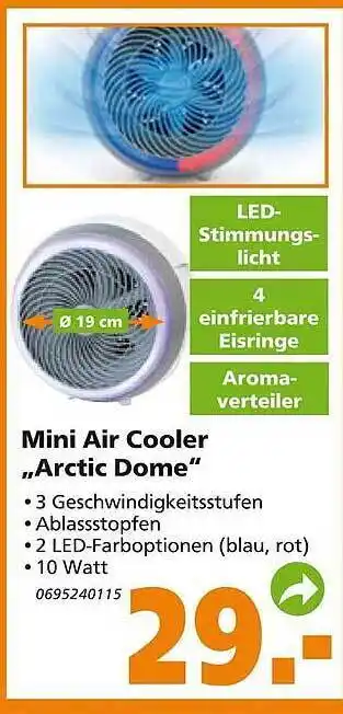 Globus Baumarkt Mini Air Cooler „Arctic Dome” Angebot