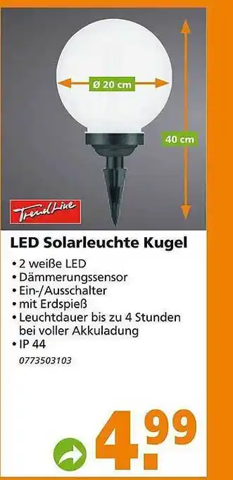 Globus Baumarkt Trendline LED Solarleuchte Kugel Angebot