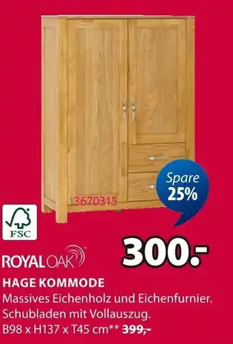 Jysk Hage kommode ROYAL OAK Angebot