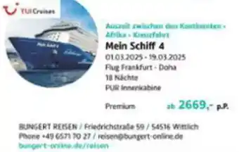 BUNGERT Mein Schiff 4 Angebot