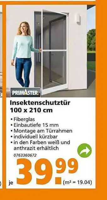 Globus Baumarkt Primaster Insektenschutztür 100x210cm Angebot