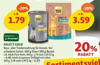 Fressnapf Select gold nass- oder trockennahrung für katzen Angebot