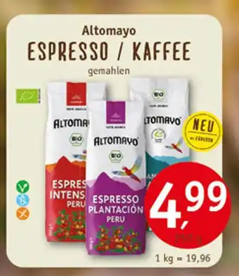 Erdkorn Biomarkt Altomayo espresso / kaffee Angebot