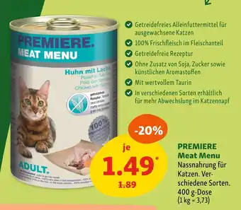 Fressnapf Premiere meat menu Angebot