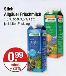 V Markt Stich allgäuer frischmilch Angebot