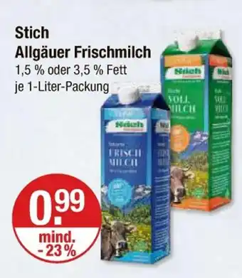 V Markt Stich allgäuer frischmilch Angebot