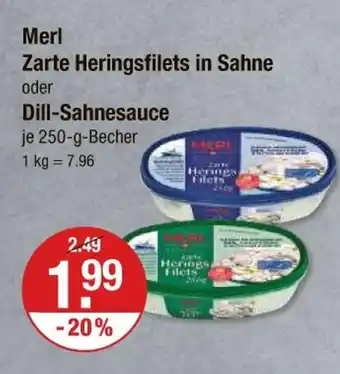 V Markt Merl zarte heringsfilets in sahne oder dill-sahnesauce Angebot