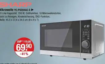 V Markt Sharp mikrowelle yc-pg204ae-s Angebot