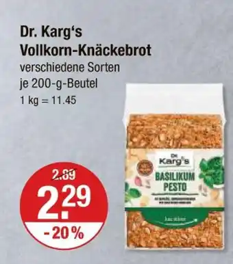 V Markt Dr. karg's vollkorn-knäckebrot Angebot