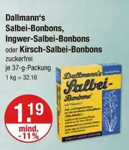 V Markt Dallmann‘s salbei-bonbons, ingwer-salbei-bonbons oder kirsch-salbei-bonbons Angebot