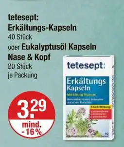 V Markt Tetesept erkältungs-kapseln oder eukalyptusöl kapseln nase & kopf Angebot