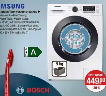 V Markt Samsung waschmaschine ww90t4048ce/eg Angebot